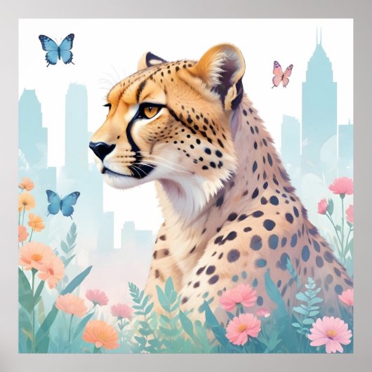 Gepard Vintage Tierschutzgestaltung Poster (Vorne)