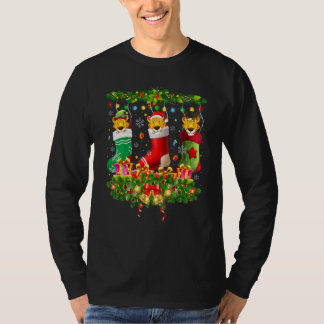 Gepard-Weihnachts-Socken X Mas-Lichter-Pyjama-Matc T-Shirt