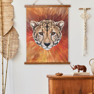 Gepard Wildkatze Afrikanische Safari Moderne Tierk Wandteppich Mit Holzrahmen