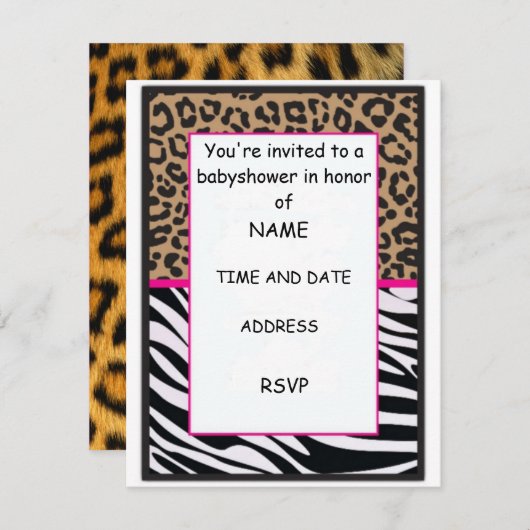 Geparddruckeinladung Einladung (Vorne/Hinten)