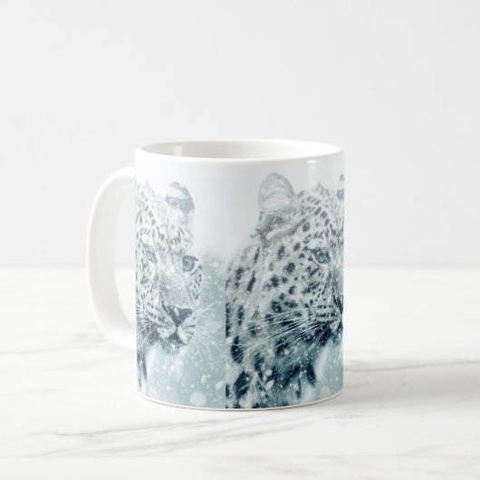 Geparde in der Schneekunst Kaffeetasse (Vorderseite Links)
