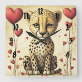 Geparde Liebe 2 Quadratische Wanduhr (Vorderseite)