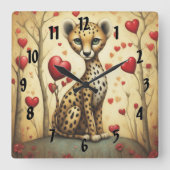 Geparde Liebe 3 Quadratische Wanduhr (Vorderseite)
