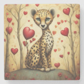 Geparde Liebe 3 Steinuntersetzer (Vorderseite)