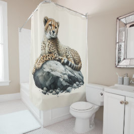 Geparden auf einem Felsen Duschvorhang