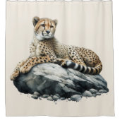 Geparden auf einem Felsen Duschvorhang (Vorderseite)