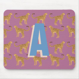 Geparden, Leopardenrosa mit Monogramm Mousepad