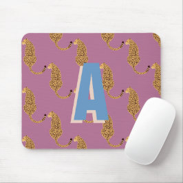 Geparden, Leopardenrosa mit Monogramm Mousepad
