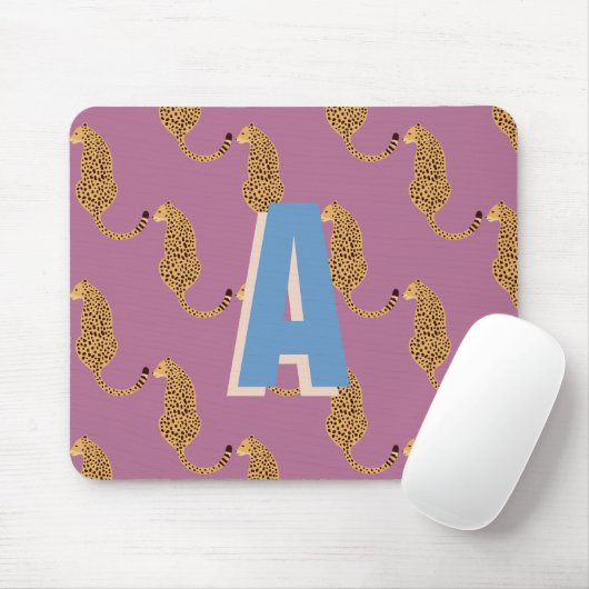 Geparden, Leopardenrosa mit Monogramm Mousepad (Mit Mouse)