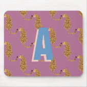 Geparden, Leopardenrosa mit Monogramm Mousepad (Vorne)