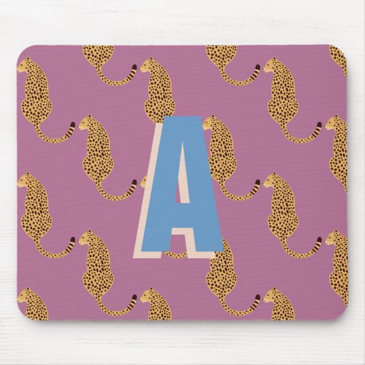 Geparden, Leopardenrosa mit Monogramm Mousepad (Vorne)