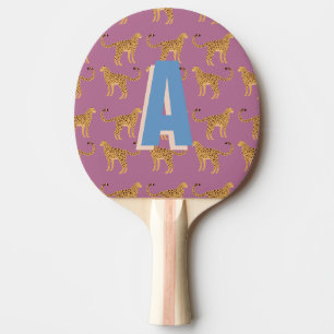 Geparden, Leopardenrosa mit Monogramm Tischtennis Schläger