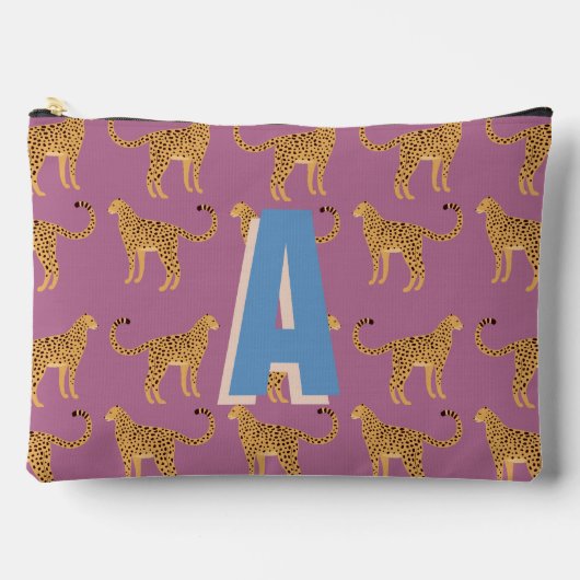 Geparden, Leopardenrosa mit Monogramm Zubehörtasche (Vorderseite)