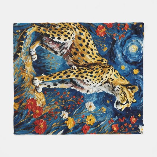 Geparden mit Blume Fleecedecke (Vorderseite (Horizontal))