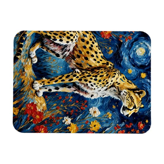 Geparden mit Blume Magnet (Horizontal)