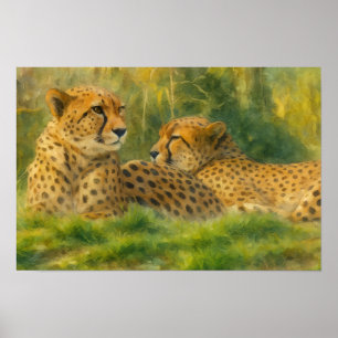 Geparden - Serene Wildlife Watercolor Poster
