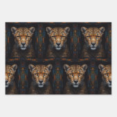 Geparden-Set auf Mosaikschwarz Geschenkpapier Set (Vorderseite 3)