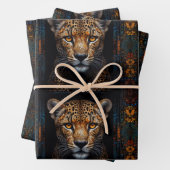 Geparden-Set auf Mosaikschwarz Geschenkpapier Set (Beispiel)