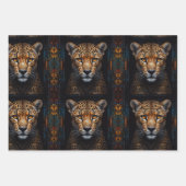 Geparden-Set auf Mosaikschwarz Geschenkpapier Set (Vorderseite)