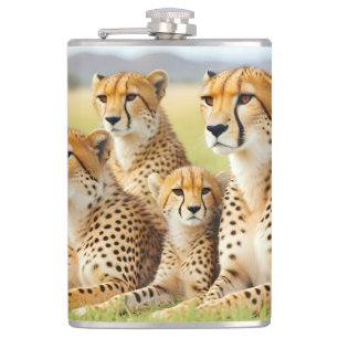 Geparden Tier Natur Wildlife Zuneigung Gekümmert Flachmann