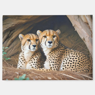 Geparden Tier Natur Wildlife Zuneigung Gekümmert Magnet