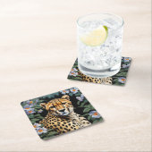 Geparden und Blume Rechteckiger Pappuntersetzer (Vor Ort)