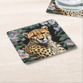 Geparden und Blume Rechteckiger Pappuntersetzer (angewinkelt)