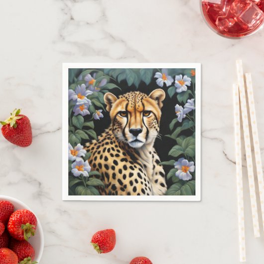 Geparden und Blume Serviette (Beispiel)