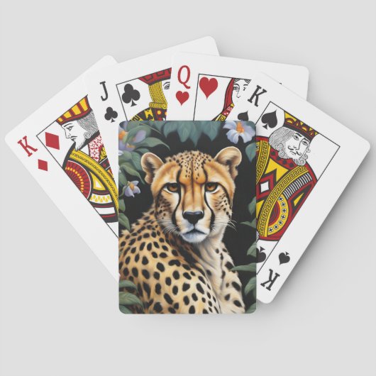 Geparden und Blume Spielkarten (Rückseite)