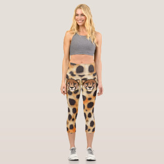 Gepardendruck-Power Capri Leggings