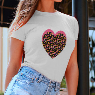Gepardenherz Rosa Schwarz T-Shirt