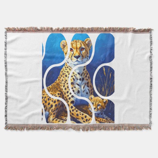 Gepardmutter und Jungtier Wildlife Design Decke (Vorderseite)