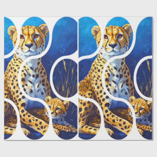 Gepardmutter und Jungtier Wildlife Design Geschenkpapier