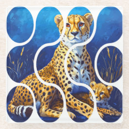 Gepardmutter und Jungtier Wildlife Design Glasuntersetzer
