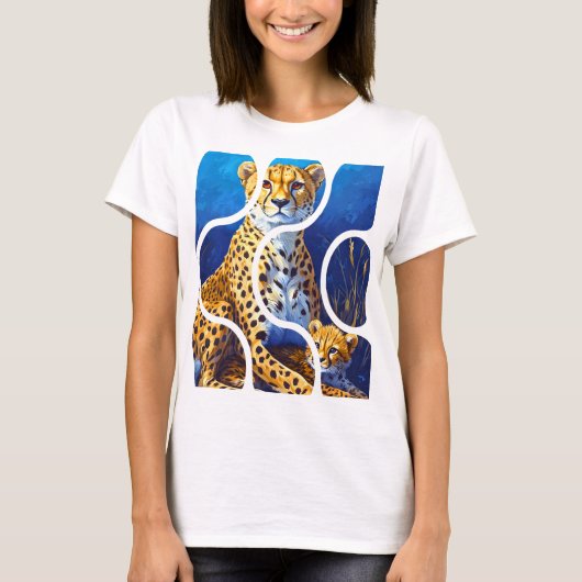 Gepardmutter und Jungtier Wildlife Design T-Shirt (Vorderseite)