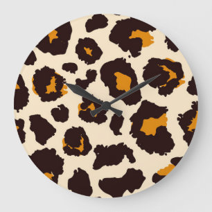 Geparkhaut, Tierdrucktextur. Große Wanduhr