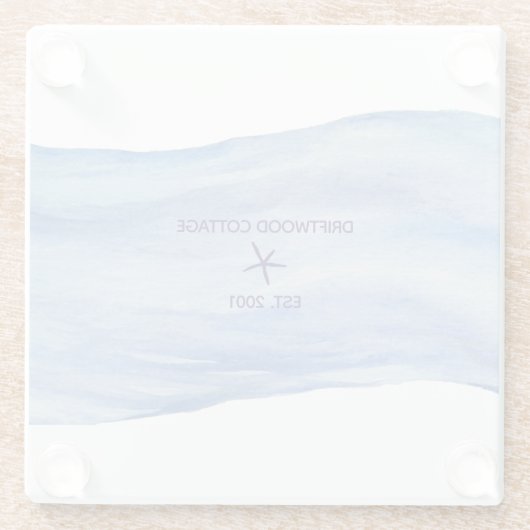 Gepasste Beach-Hütte-Watercolor-Untersetzer Glasuntersetzer (Rückseite)