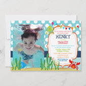 Gepasste Einladung zur Geburtstagsparty im Meer (Vorderseite)