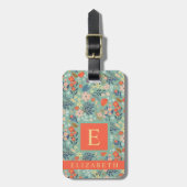 Gepasste grüne Blütenblau-Rosa Orange-Blume Gepäckanhänger (Vorderseite vertikal)