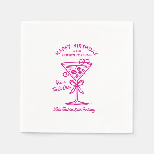 Gepasste Napkins 80. Geburtstag Pink Martini Serviette (Vorderseite)