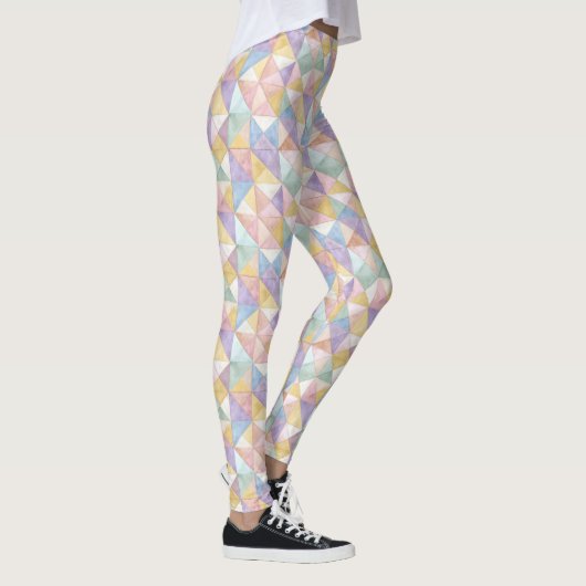Gepatchte Patchwork-Dreiecke Pfirsich Lavendel Sal Leggings (Rechts)
