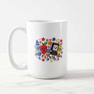 Gepatchte Schulbedarf Freunde Cartoon Kaffeetasse