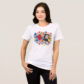 Gepatchte Schulbedarf Freunde Cartoon Tri-Blend Shirt (Vorderseite voll)