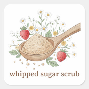 Gepeitschtes Zucker-Peelings-Label   Individuelle  Quadratischer Aufkleber