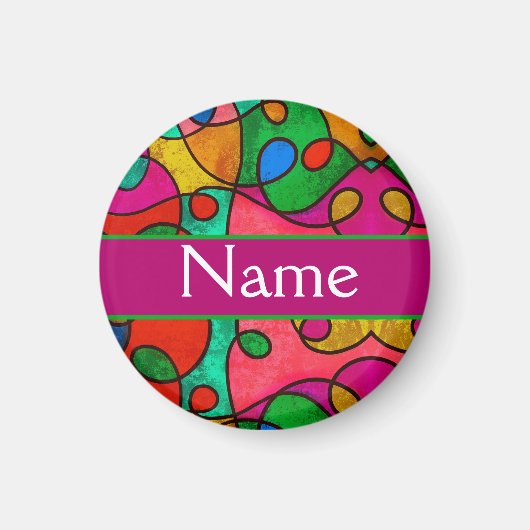 Gepersonaliseerde kleuren patroon met je naam magnet (Vorne)