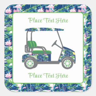 Gepflegter Golf-Druck Golfwagen Quadratischer Aufkleber