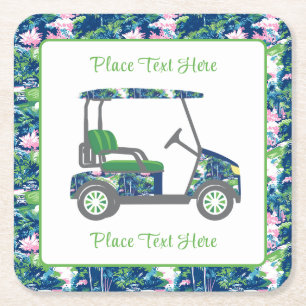 Gepflegter Golf-Druck-Golfwagen Rechteckiger Pappuntersetzer