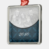 Gepflegter Urlaub Damask Premium Platz Silbernes Ornament (Links)