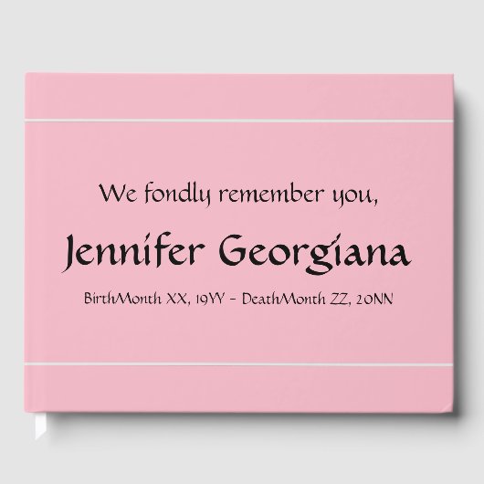 Gepflegtes, Minimalistisches Begräbnisbuch Gästebuch (Vorderseite)