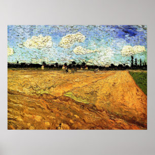 Gepflügtes Feld (die Furchen) von Vincent van Gogh Poster